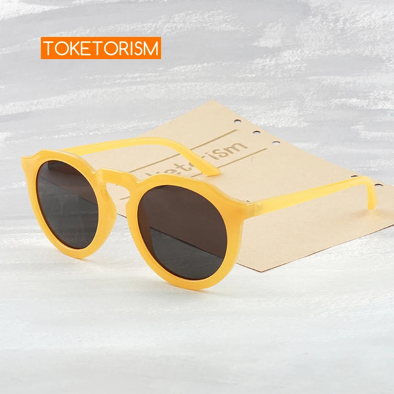 Toketorism-Round plástico amarelo óculos para as mulheres, design retro, qualidade, elegante, 9133
 Óculos de Sol Infantil Flexível - SunKids solares