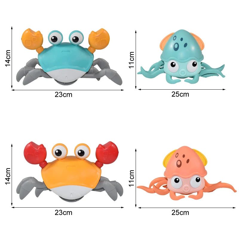 Induction Escape Crab Octopus Crawling Toy para crianças, animais eletrônicos, brinquedos musicais, educacionais, criança, brinquedo em movimento