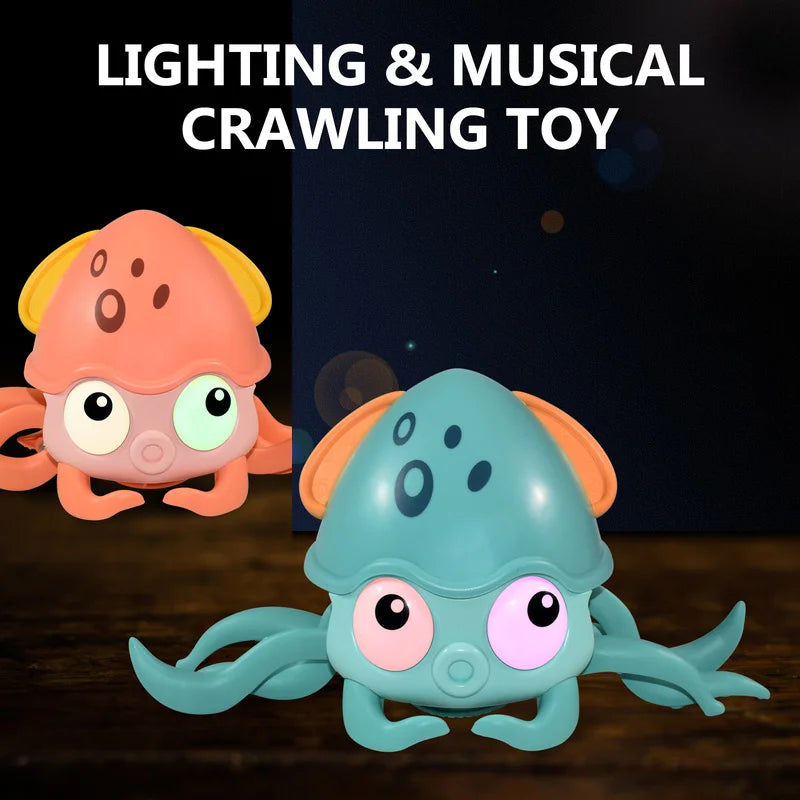 Induction Escape Crab Octopus Crawling Toy para crianças, animais eletrônicos, brinquedos musicais, educacionais, criança, brinquedo em movimento