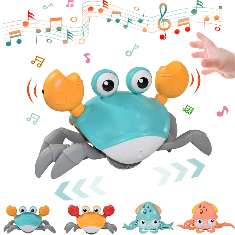 Induction Escape Crab Octopus Crawling Toy para crianças, animais eletrônicos, brinquedos musicais, educacionais, criança, brinquedo em movimento