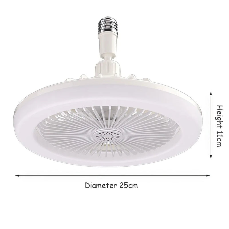 Inteligente ventiladores de teto silenciosa com controle remoto e luz, lâmpada LED, E27, Converter Base, Quarto, Sala de estar