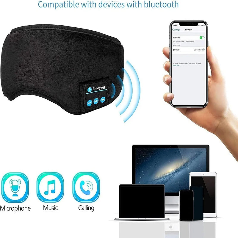 Máscara de olho sem fio Bluetooth Sleep, Sombreamento inteligente, 3D Soft Elastic, Fones de ouvido confortáveis, Máscara para dormir