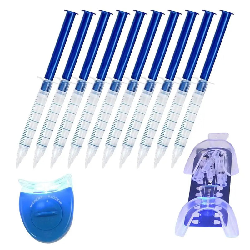 Dentes branqueamento gel com mini luz de clareamento frio, sistema de branqueamento dental, 44% peróxido, 10pcs bandeja, 2pcs