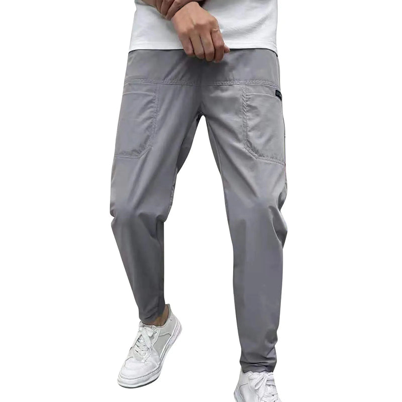 Calça longa casual masculina, calça esportiva, calça cargo com bolsos, moletom de ginástica, roupa masculina, streetwear, moda, 2023