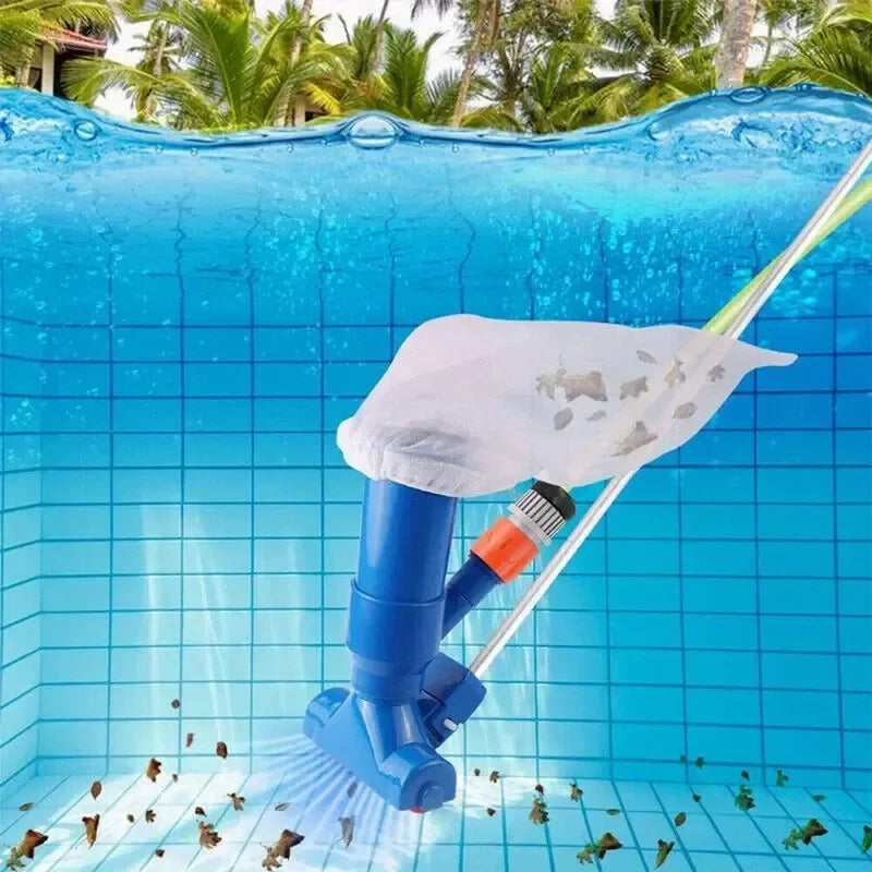 Portátil Pond Vacuum Jet limpador subaquático com saco de escova, ferramenta de limpeza profissional para piscinas, Blue Crescent Shaped