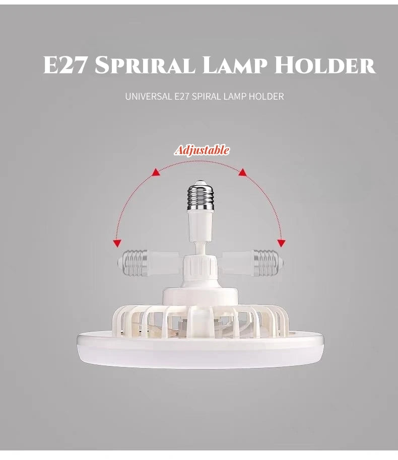 Inteligente ventiladores de teto silenciosa com controle remoto e luz, lâmpada LED, E27, Converter Base, Quarto, Sala de estar